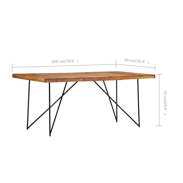 vidaXL Dining Table 180 x 90 x 76 cm Solid Acacia Wood