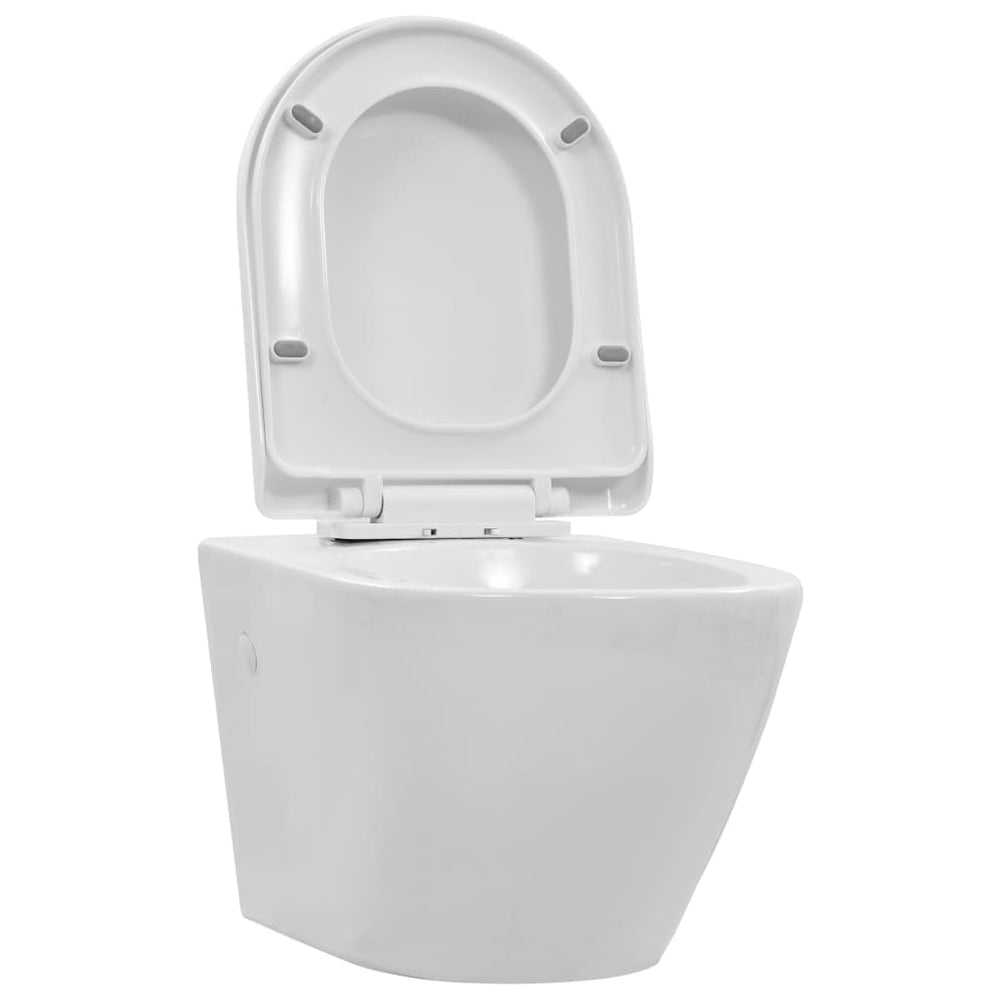 vidaXL Rimless Wall-Mounted Toilet Ceramic White