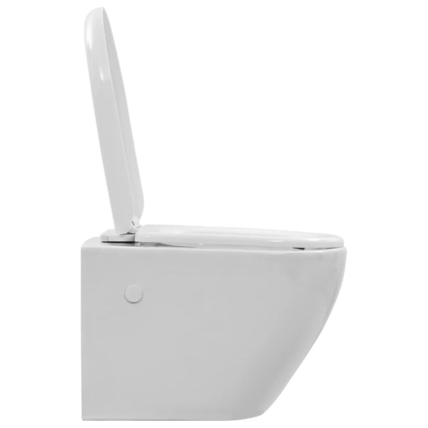 vidaXL Rimless Wall-Mounted Toilet Ceramic White