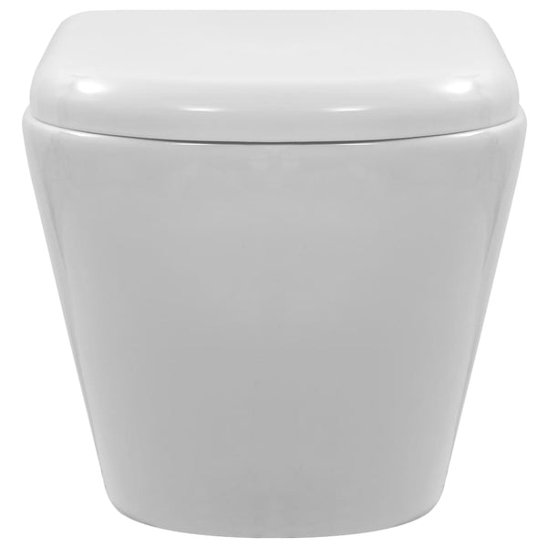 vidaXL Rimless Wall-Mounted Toilet Ceramic White