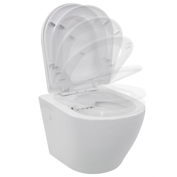 vidaXL Rimless Wall-Mounted Toilet Ceramic White