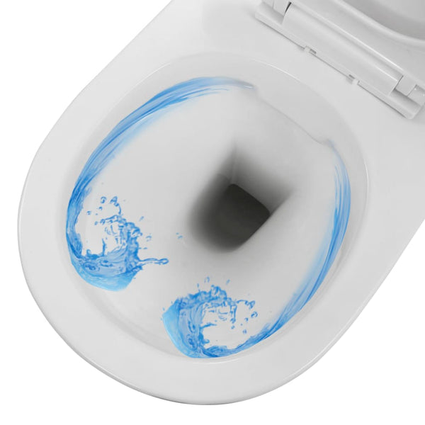 vidaXL Rimless Wall-Mounted Toilet Ceramic White