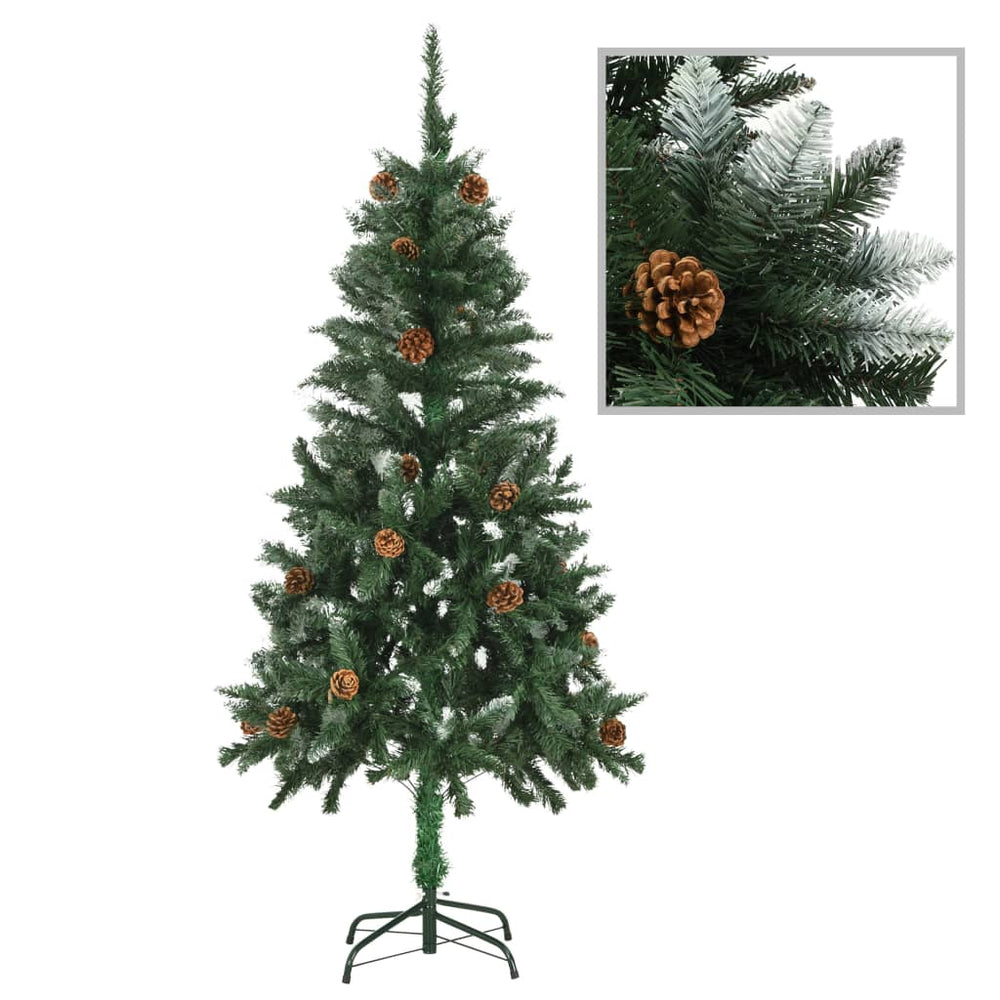 vidaXL Artificial Christmas Tree Pine Cones White Glitter 150 cm