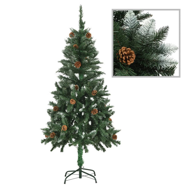 vidaXL Artificial Christmas Tree Pine Cones White Glitter 150 cm