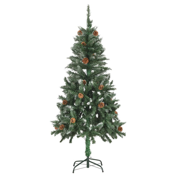 vidaXL Artificial Christmas Tree Pine Cones White Glitter 150 cm