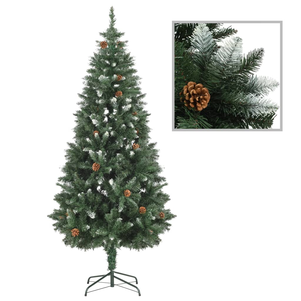 vidaXL Artificial Christmas Tree Pine Cones White Glitter 180 cm