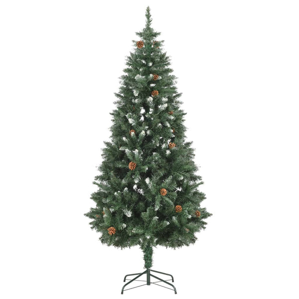 vidaXL Artificial Christmas Tree Pine Cones White Glitter 180 cm