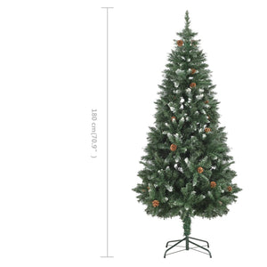 vidaXL Artificial Christmas Tree Pine Cones White Glitter 180 cm