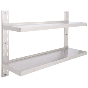 vidaXL Wall Shelf with 2 Shelves Stainless Steel 120x30 cm