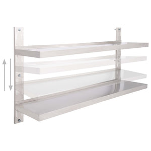 vidaXL Wall Shelf with 2 Tiers Stainless Steel 150x30 cm