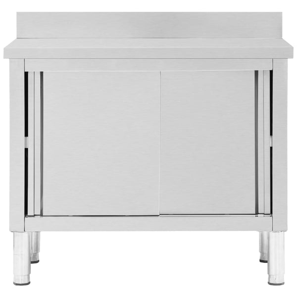vidaXL Workbench with Sliding Doors 100x50x(95-97) cm Stainless Steel