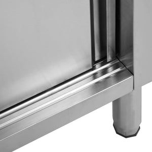 vidaXL Workbench with Sliding Doors 100x50x(95-97) cm Stainless Steel