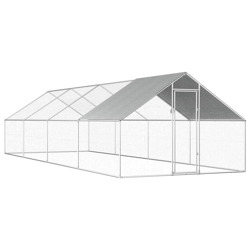 vidaXL Outdoor Chicken Coop 2.75x8x1.92 m Galvanized Steel