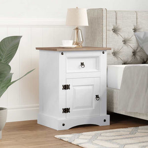 vidaXL Corona Mexican Style Bedside Cabinet White Pine Wood 53x39x67 cm