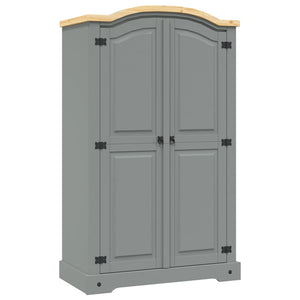 vidaXL Wardrobe Mexican Corona Style Pinewood 2 Doors Grey