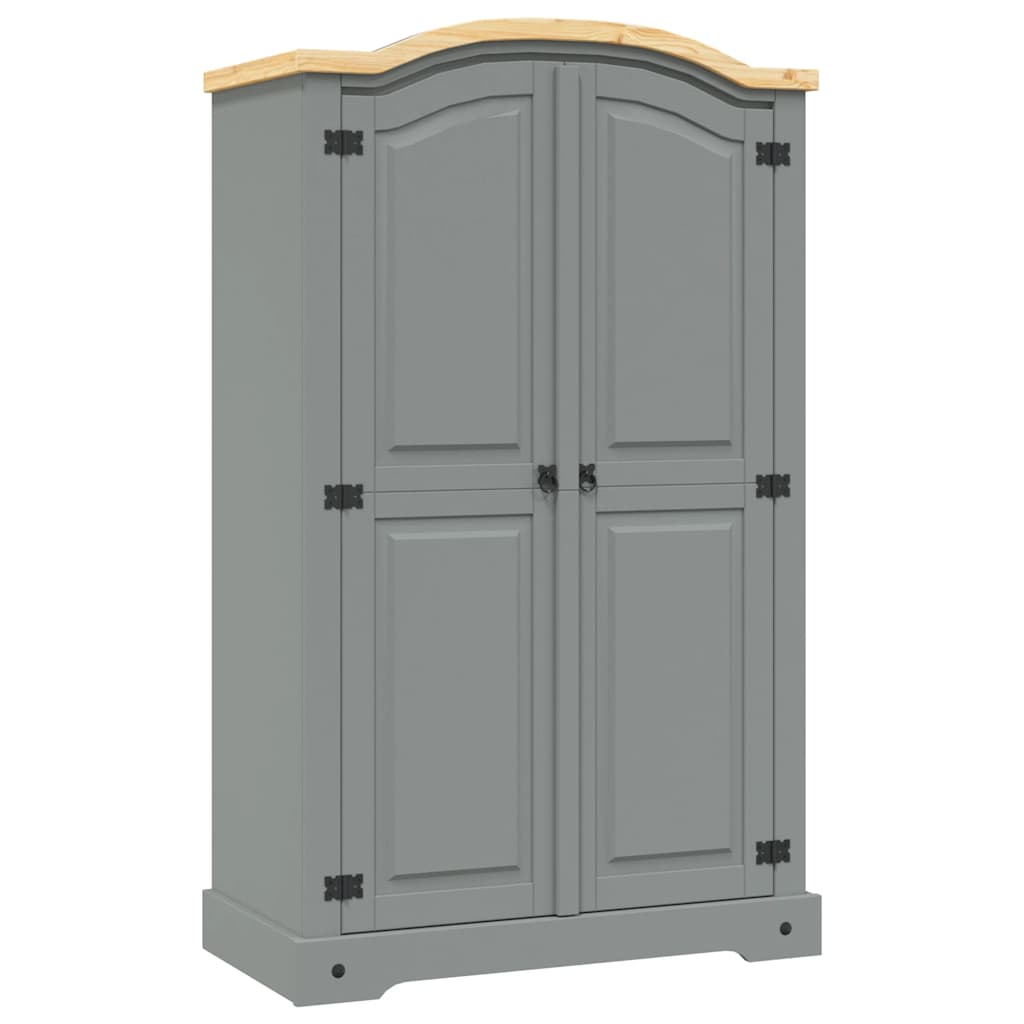 vidaXL Wardrobe Mexican Corona Style Pinewood 2 Doors Grey