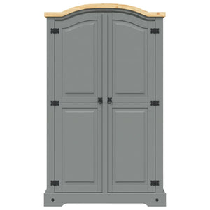 vidaXL Wardrobe Mexican Corona Style Pinewood 2 Doors Grey