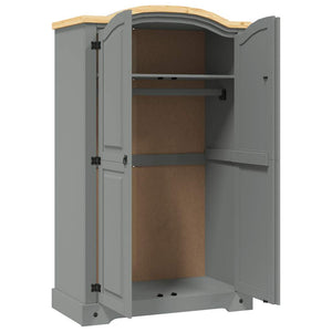 vidaXL Wardrobe Mexican Corona Style Pinewood 2 Doors Grey
