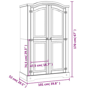vidaXL Wardrobe Mexican Corona Style Pinewood 2 Doors Grey