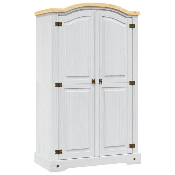 vidaXL Wardrobe Mexican Corona Style Pine Wood 2 Doors White