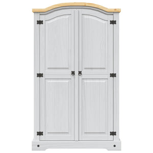 vidaXL Wardrobe Mexican Corona Style Pine Wood 2 Doors White