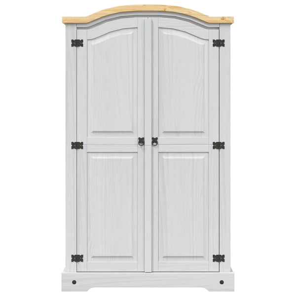 vidaXL Wardrobe Mexican Corona Style Pine Wood 2 Doors White