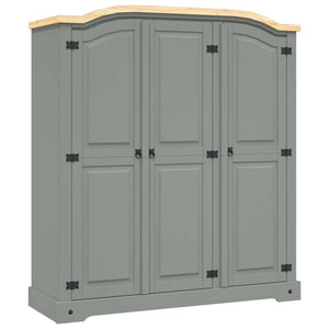 vidaXL Wardrobe Mexican Style Pinewood 3 Doors Grey