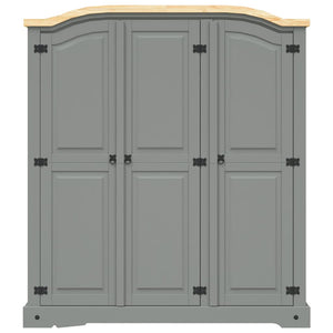 vidaXL Wardrobe Mexican Style Pinewood 3 Doors Grey