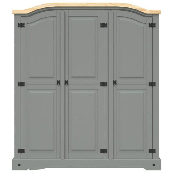 vidaXL Wardrobe Mexican Style Pinewood 3 Doors Grey