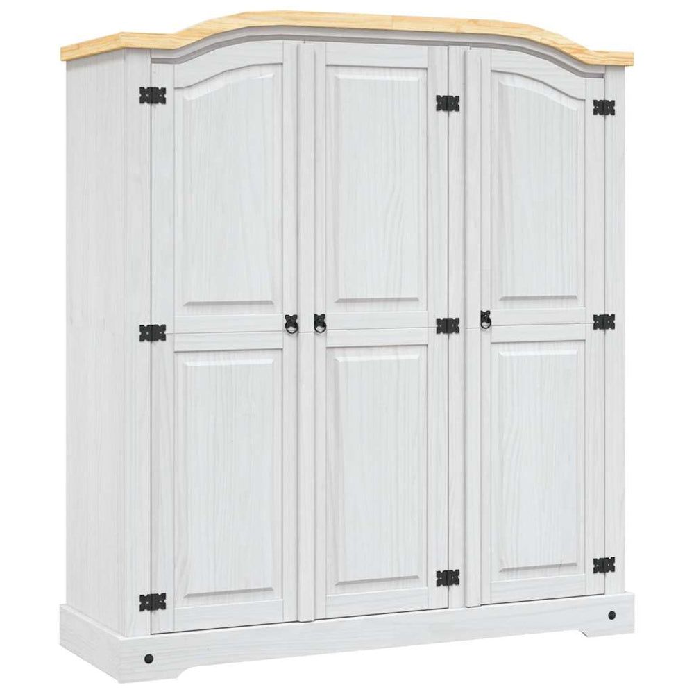 vidaXL Wardrobe Mexican Corona Style Pinewood 3 Doors White