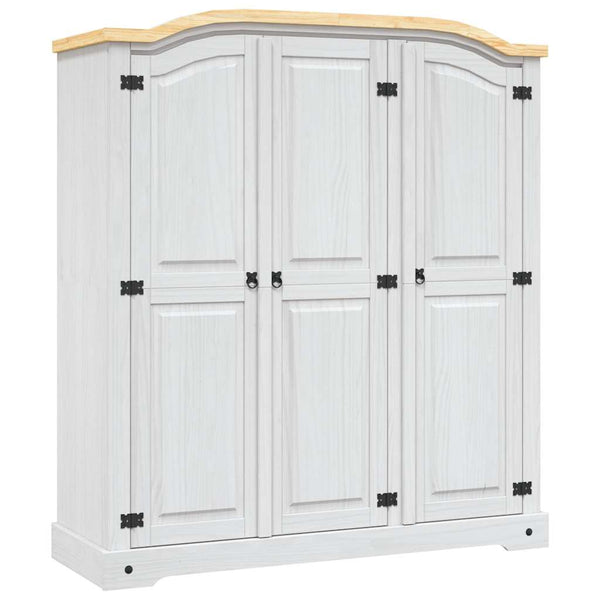 vidaXL Wardrobe Mexican Corona Style Pinewood 3 Doors White