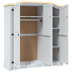 vidaXL Wardrobe Mexican Corona Style Pinewood 3 Doors White