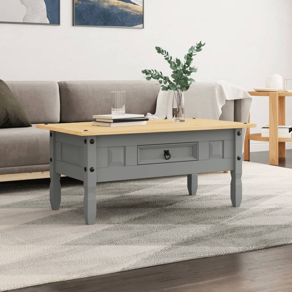 vidaXL Coffee Table Mexican Style Pinewood Grey 100x55x44 cm