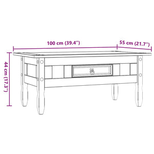 vidaXL Coffee Table Mexico Style Pine Wood White 100x55x44 cm