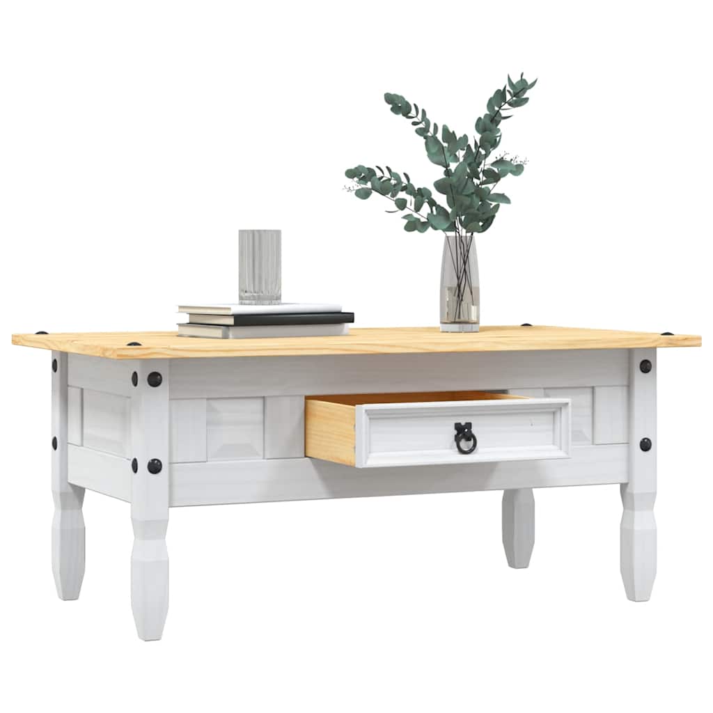 vidaXL Coffee Table Mexico Style Pine Wood White 100x55x44 cm