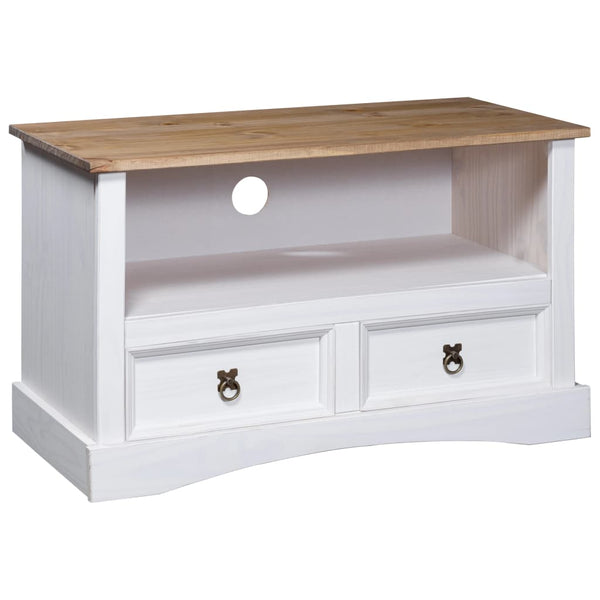 vidaXL TV Cabinet Mexican Corona Style Pine Wood White 91x43x56 cm