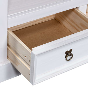 vidaXL TV Cabinet Mexican Corona Style Pine Wood White 91x43x56 cm