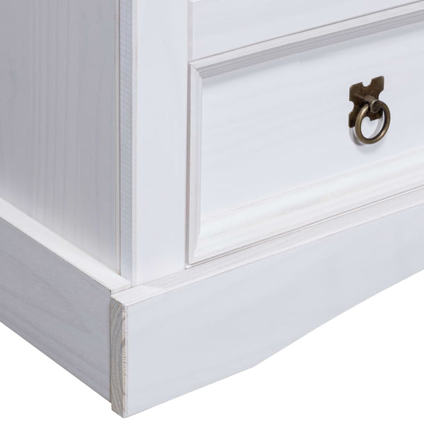 vidaXL TV Cabinet Mexican Corona Style Pine Wood White 91x43x56 cm
