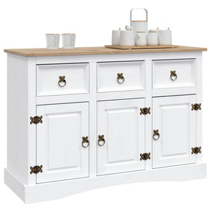 vidaXL Mexican Corona Style Sideboard White Pinewood 132x43x78 cm