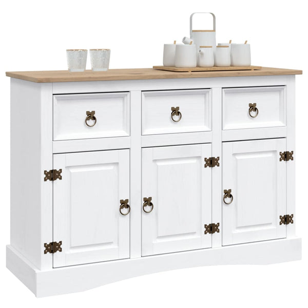 vidaXL Mexican Corona Style Sideboard White Pinewood 132x43x78 cm