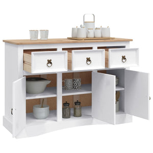 vidaXL Mexican Corona Style Sideboard White Pinewood 132x43x78 cm