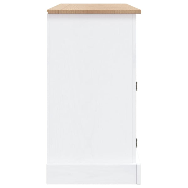 vidaXL Mexican Corona Style Sideboard White Pinewood 132x43x78 cm