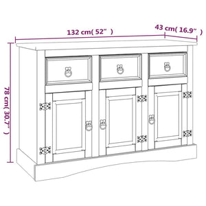 vidaXL Mexican-Style Sideboard Pine Wood White 132x43x78 cm