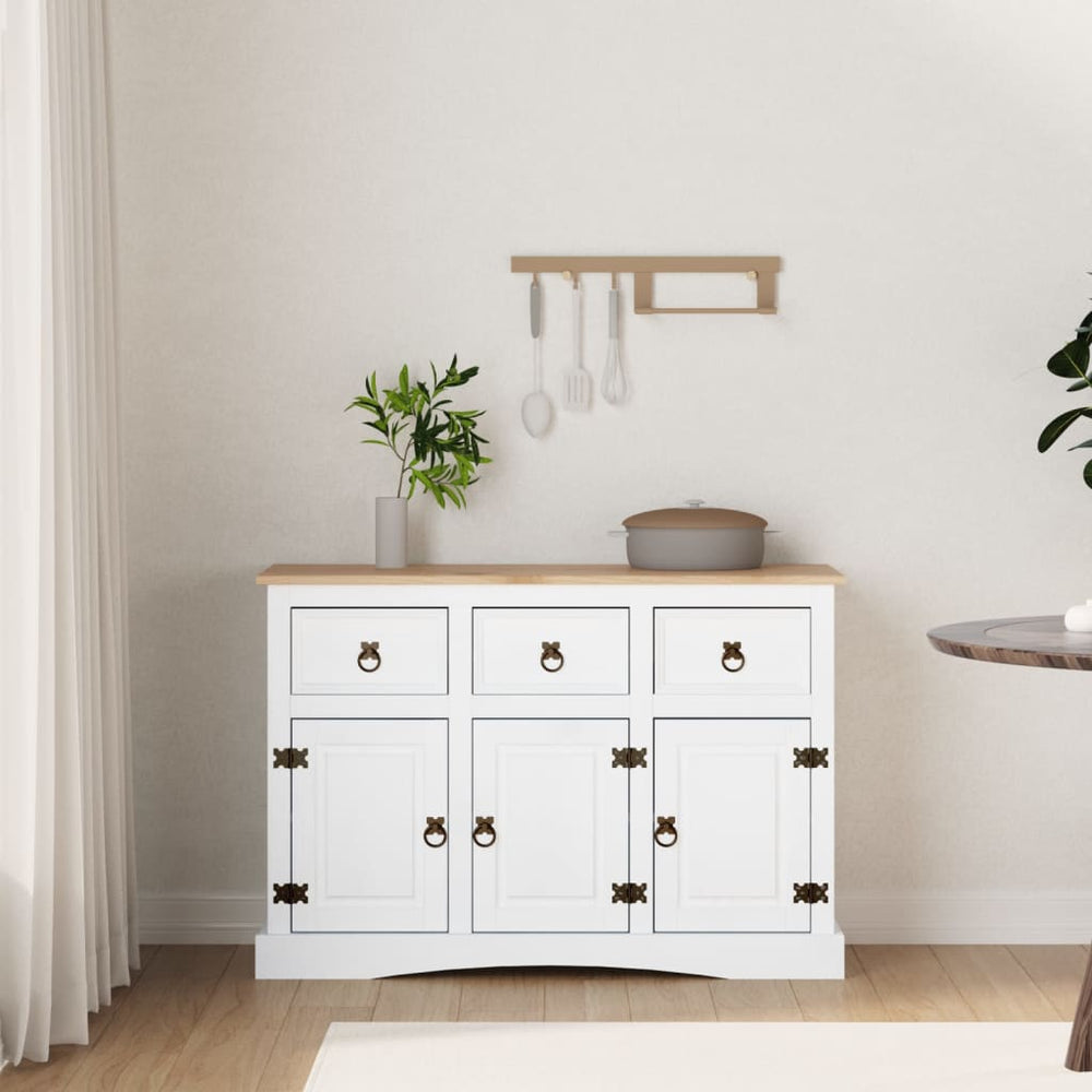 vidaXL Mexican-Style Sideboard Pine Wood White 132x43x78 cm
