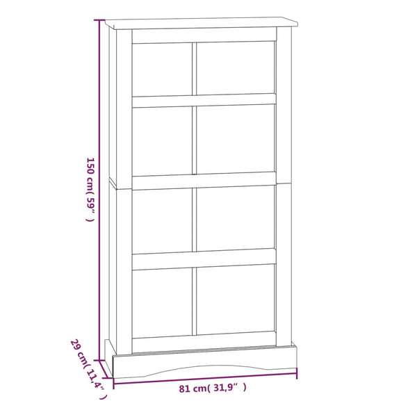 vidaXL Bookcase 4 Shelves Mexico Style Solid Pine White 80x29x150cm