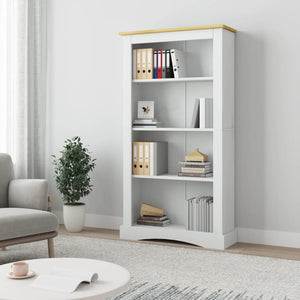 vidaXL Bookcase 4 Shelves Mexico Style Solid Pine White 80x29x150cm