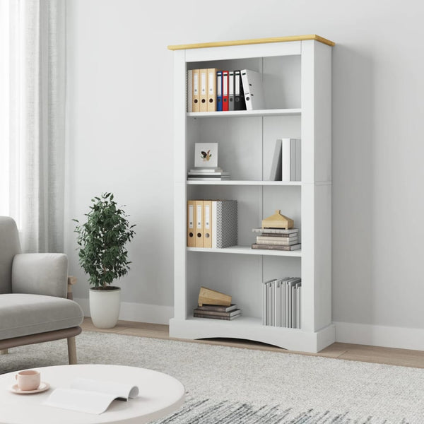 vidaXL Bookcase 4 Shelves Mexico Style Solid Pine White 80x29x150cm