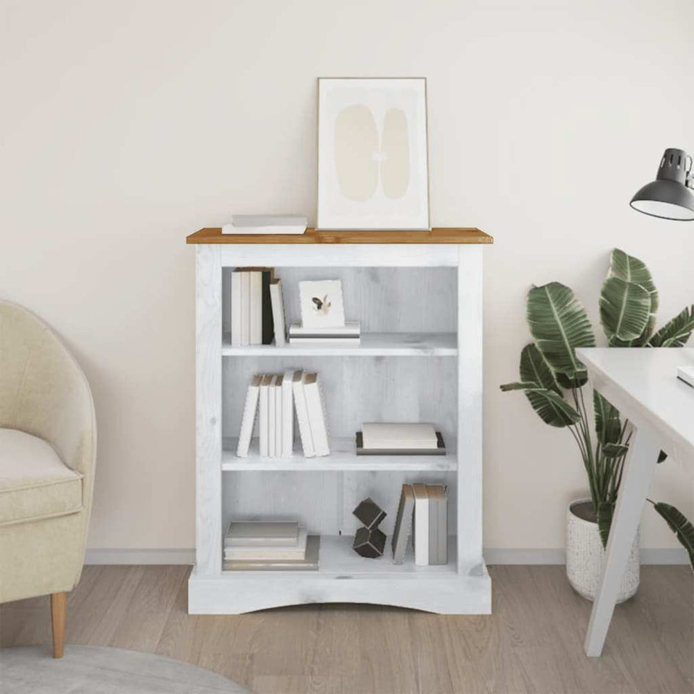 vidaXL Bookcase with 3 Shelves Mexican Corona Style Pine White 81x29x100 cm
