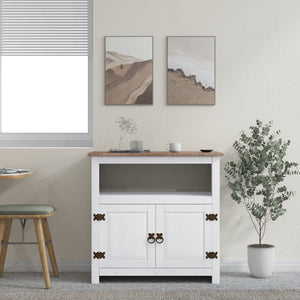 vidaXL Mexican Style Corona Range TV Cabinet White Solid Pine Wood 80x43x78 cm
