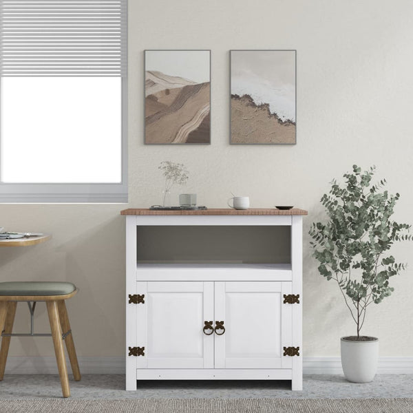 vidaXL Mexican Style Corona Range TV Cabinet White Solid Pine Wood 80x43x78 cm